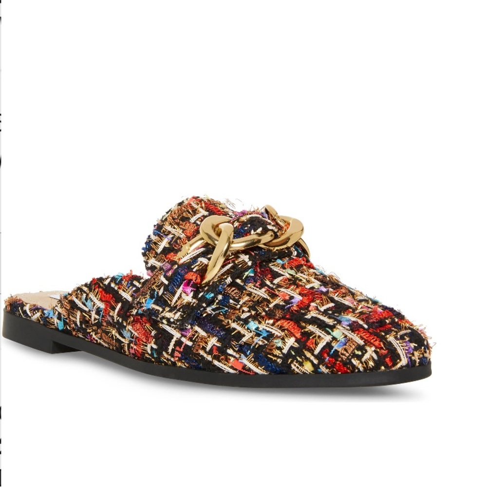 Steve Madden Cassady Loafer Mule In Multicolor Tweed - New In Box - Reemoly